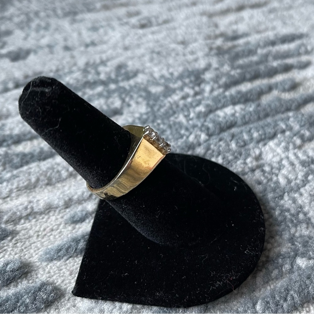 Sterling Silver‎ With Gold Plate with 3 Cubic Zirconia Ring Setting Size: 7 - Picture 6 of 12